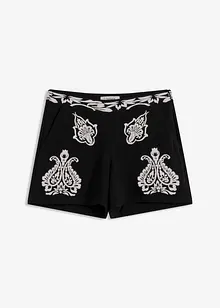 Shorts i mjuk viskosmix med broderi, bonprix