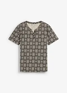 T-shirt med kort knappslå, av ren bomull, bonprix