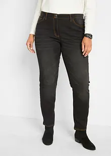 Fodrade jeans, Mid Waist, resårlinning Straight, bonprix