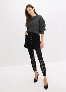 Leggings med behaglig midja och hålbroderi, 80 DEN, bonprix
