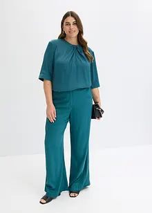 Blustopp i glansig satin, bonprix