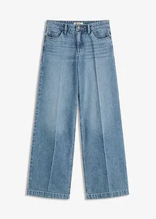 Jeans med vida ben, Mid Waist, Low Stretch Full Length, bonprix