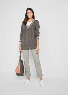 Stretchbyxa med raka ben Mid Waist, bonprix