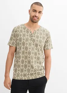T-shirt med kort knappslå, av ren bomull, bonprix