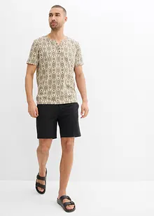 T-shirt med kort knappslå, av ren bomull, bonprix