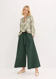 Byxa i poplin av bomullsmix + skärp (2 delar), bonprix
