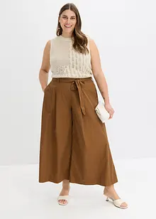 Byxa i poplin av bomullsmix + skärp (2 delar), bonprix