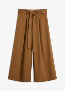 Byxa i poplin av bomullsmix + skärp (2 delar), bonprix