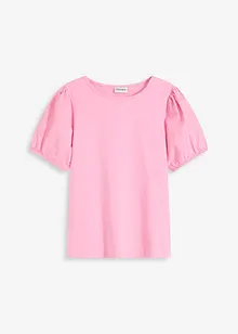 Jerseytopp med ärmar av bomullspoplin, bonprix