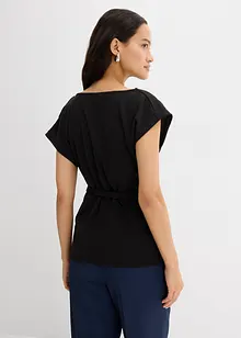 Draperat linne i kräpp med struktur, bonprix
