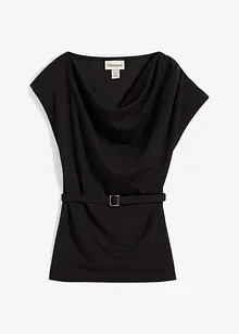 Draperat linne i kräpp med struktur, bonprix