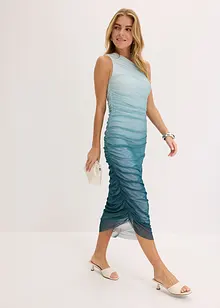 One shoulder klänning med meshinfällning, bonprix