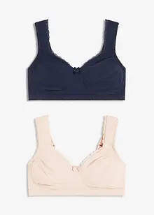 T-shirtbehå i minimizermodell utan bygel, med ekologisk bomull (2-pack), bonprix