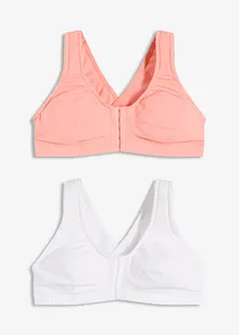 BH med framknäppning utan bygel (2-pack), ekologisk bomull, bonprix