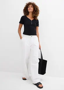 Topp med farfarskrage i ren bomull, bonprix