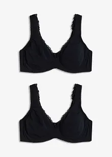 T-shirtbehå med bygel och minimizereffekt (2-pack), ekologisk bomull, bonprix