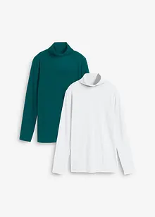 Långärmad polotröja i bomullsblandning (2-pack), bonprix