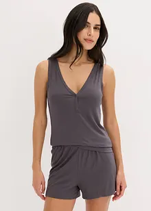 Pyjamas i mjukt, ribbat material, med shorts, bonprix