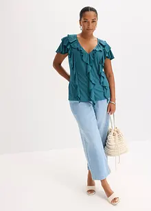 Topp med volanger i mjuk modalmix, bonprix