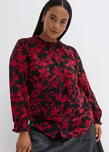 Chiffongblus med smockade detaljer, bonprix