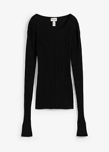 Ribbstickad topp, bonprix