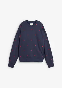 Oversized sweatshirt med broderi, bonprix