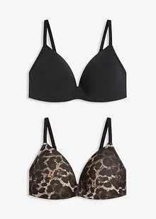BH utan bygel och med formpressade kupor, med bomull (2-pack), bonprix