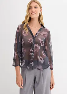 Blus i oversizemodell av luftig chiffong, bonprix