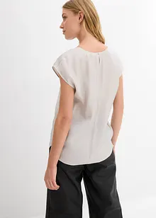 Kortärmad blus i glansig satin, bonprix