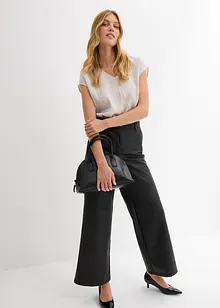 Kortärmad blus i glansig satin, bonprix