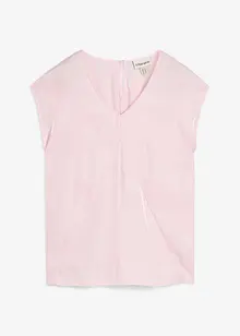 Kortärmad blus i glansig satin, bonprix
