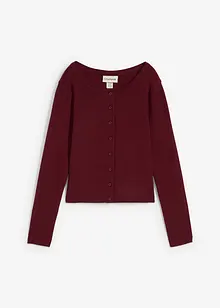 Finstickad cardigan i kort modell, bonprix