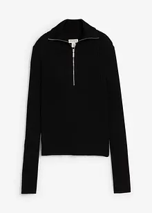 Ribbstickad topp av mjuk viskosmix, bonprix