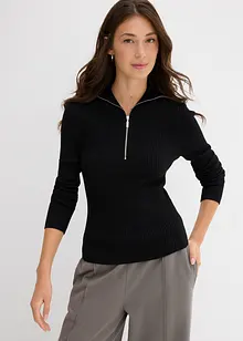 Ribbstickad topp av mjuk viskosmix, bonprix