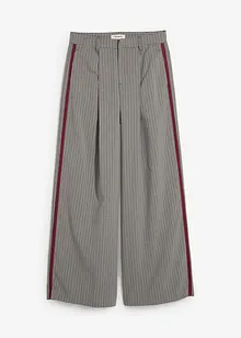 Byxa med gubbveck och kontrasterande ränder, bonprix