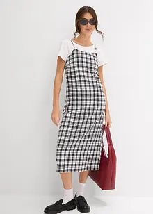 Flanellklänning med axelband, av bomull, bonprix