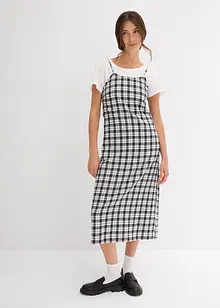 Flanellklänning med axelband, av bomull, bonprix