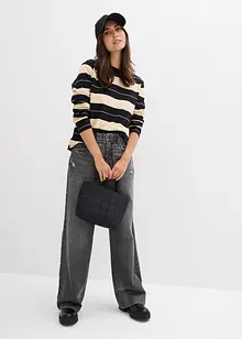 Wide Leg Jeans Mid Waist, Low Stretch, bonprix