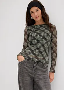 Långärmad topp av tunn mesh, bonprix