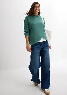 Sweatshirt med huva i mjuk viskosmix, bonprix