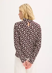 Långärmad topp med ståkrage och struktur, bonprix