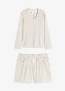 Långärmad topp och shorts i mjukt material, bonprix