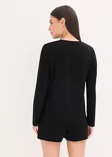 Långärmad topp och shorts i mjukt material, bonprix