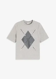 Kortärmad topp med paljetter och tryck, bonprix