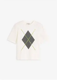 Kortärmad topp med paljetter och tryck, bonprix