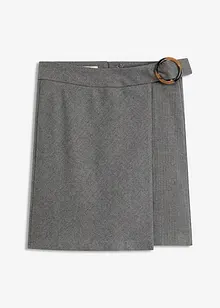 Kjol med omlotteffekt och fiskbensmönster, bonprix