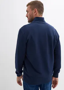 Sweatshirt med krage och dragkedja i ren bomull, bonprix