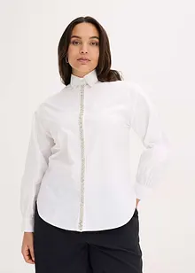 Skjortblus med strassapplikation, bonprix