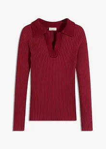 Finstickad tröja med klädsam krage, bonprix