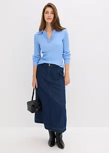 Finstickad tröja med klädsam krage, bonprix